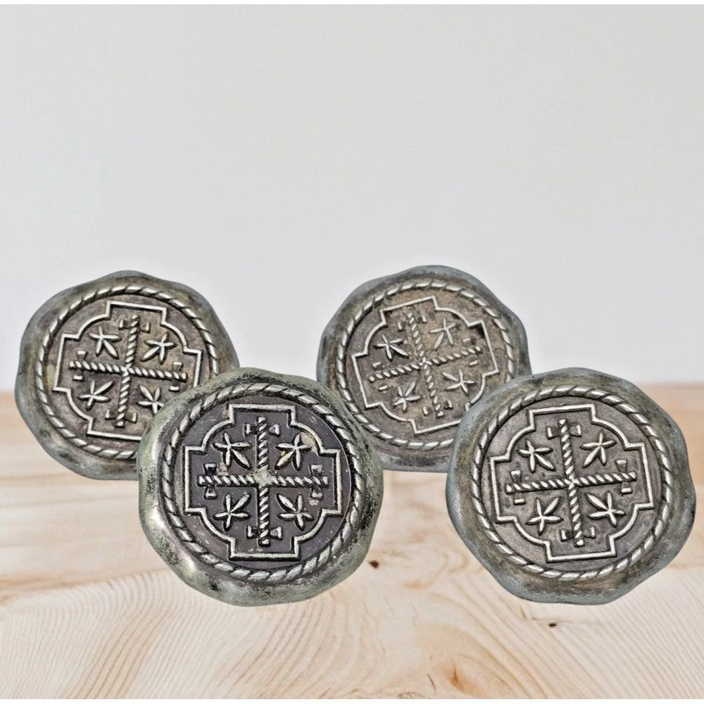 4 Vintage National Lock Antique Gold 1-1/2" Rope Braid Furniture Knob 63-3469 - Picture 2 of 14